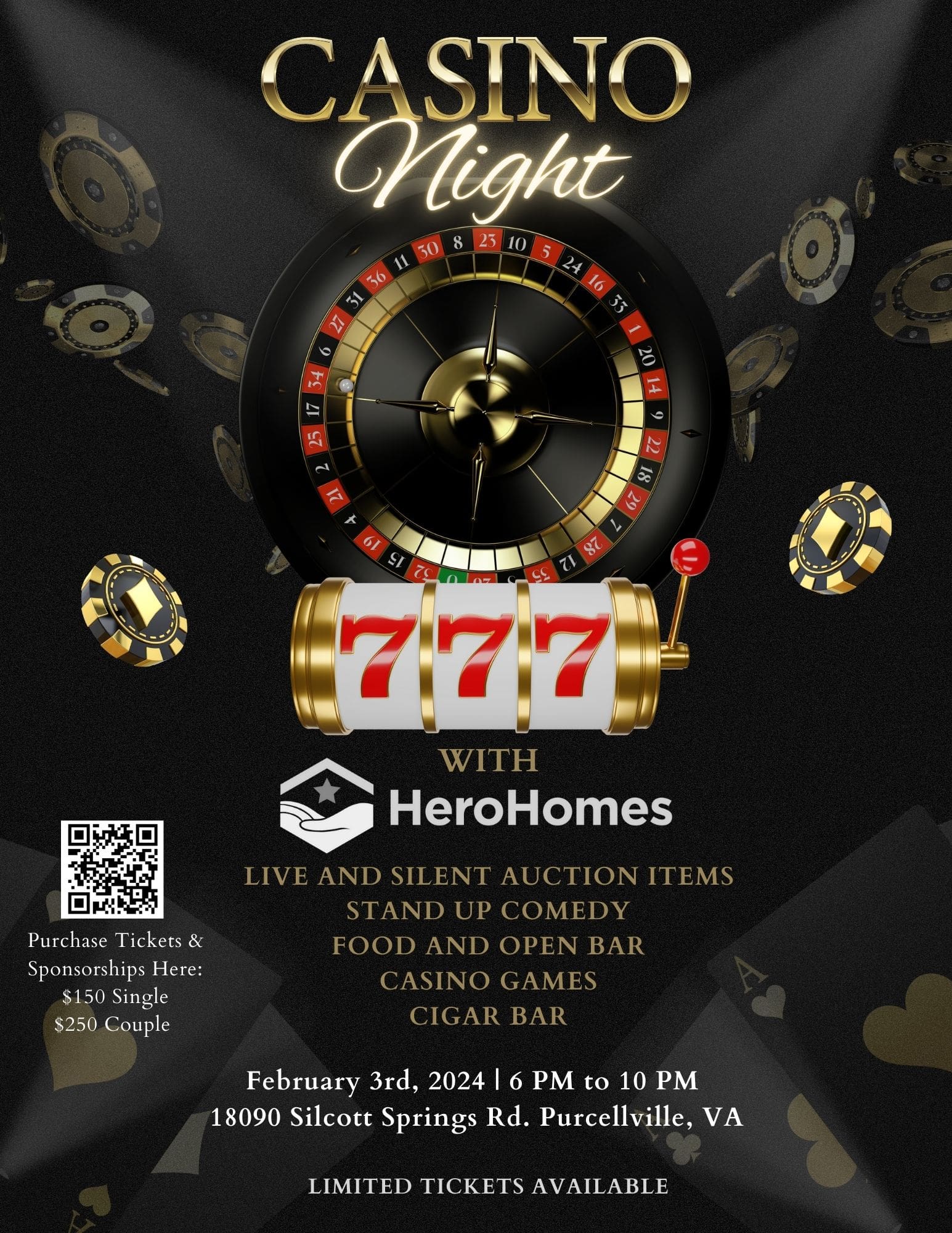 HeroHomes Casino Night Invitation